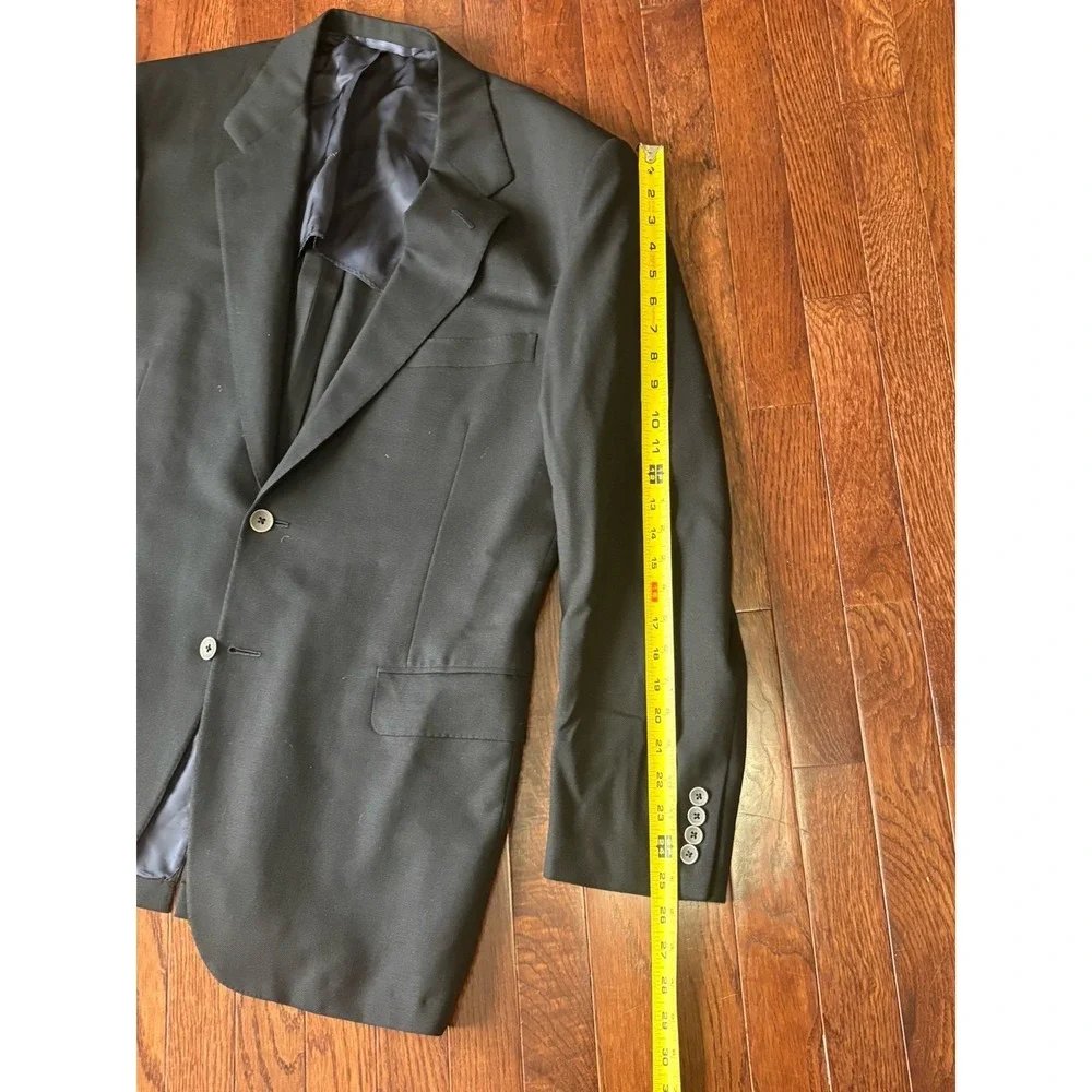 VTG‎ Oxxford Clothes Black Sport coat 43L Super 120s Metal Buttons
